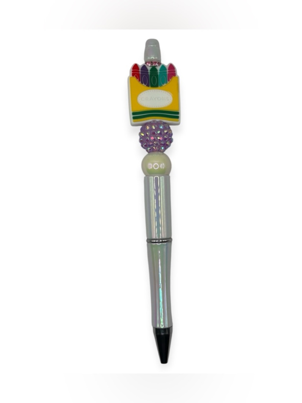 Crayon box Beaded Pen in Iridescent White
